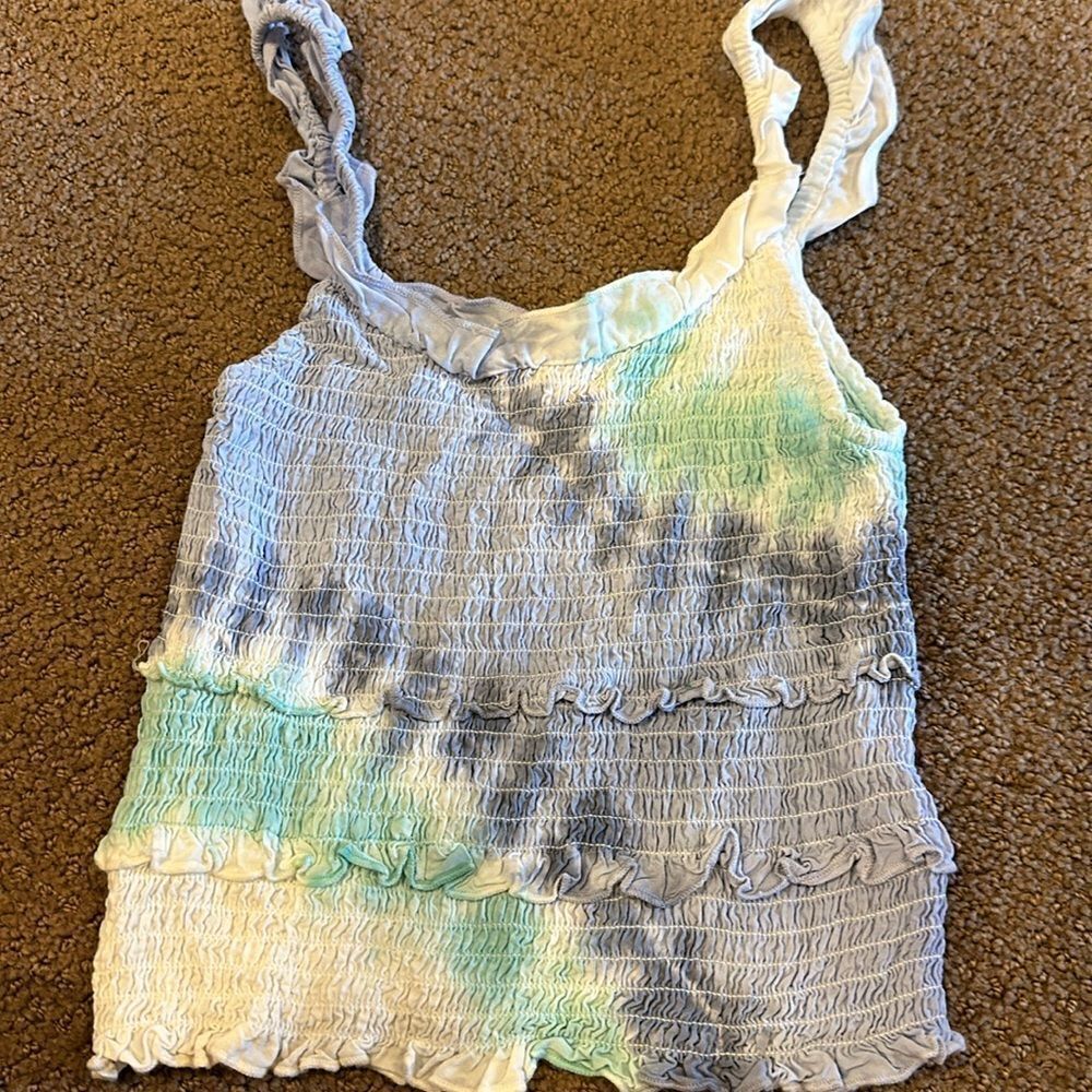 Vintage Havana Girls Purple, Aqua & White Tank Top & Ruffle Shorts Matching Set - Picture 6 of 8